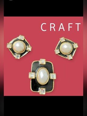 Vintage 80’s earring brooch set Craft